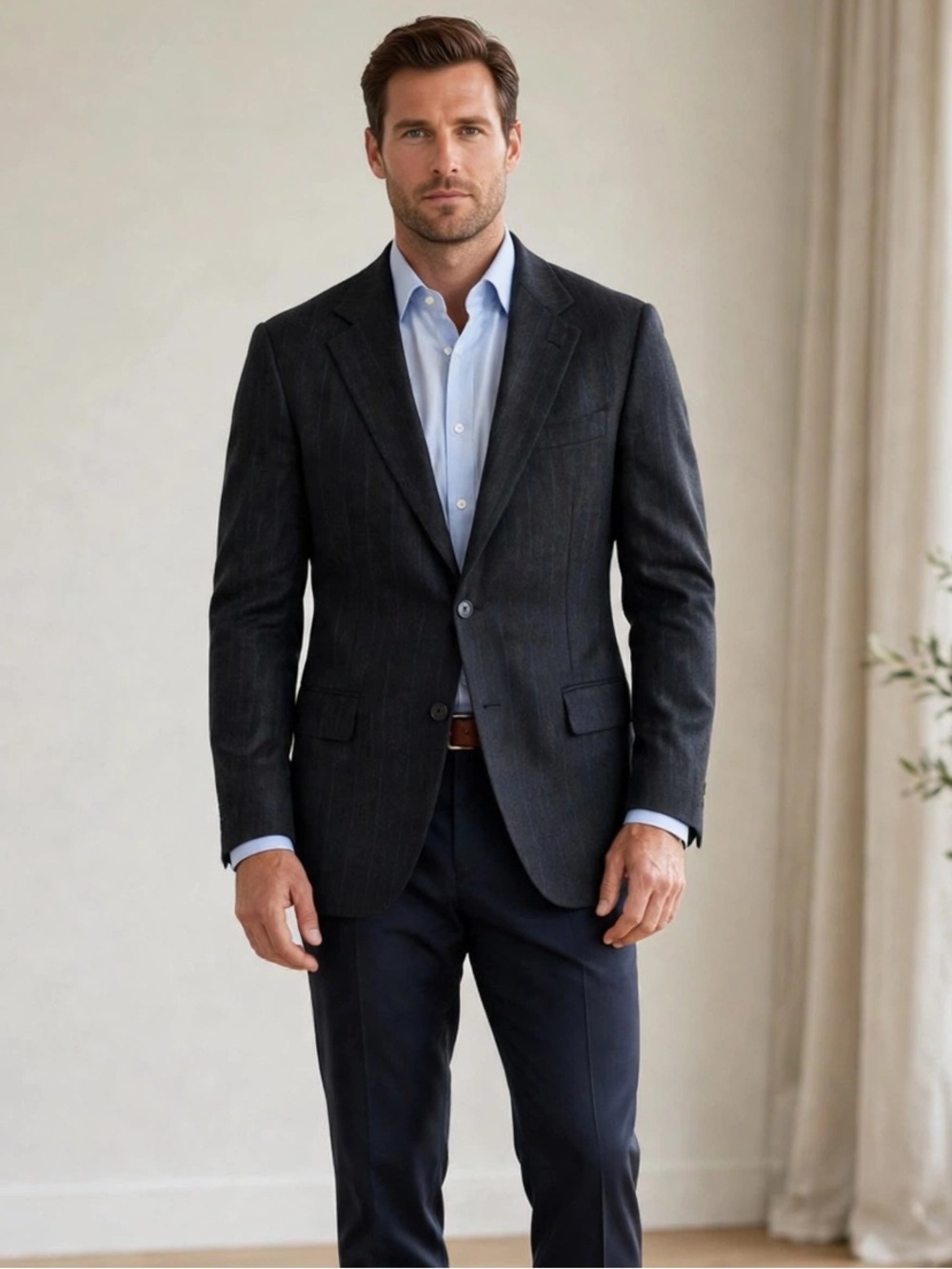 Vintage Mens Wool Blazer 40R Charcoal Pinstripe 2 Button Suit Jacket Canada